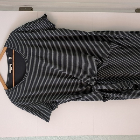 Vince Buttery Soft Stretchy Fabric Stripe Side Tie Minimalist Shift Dress Sz XL - Picture 5 of 10